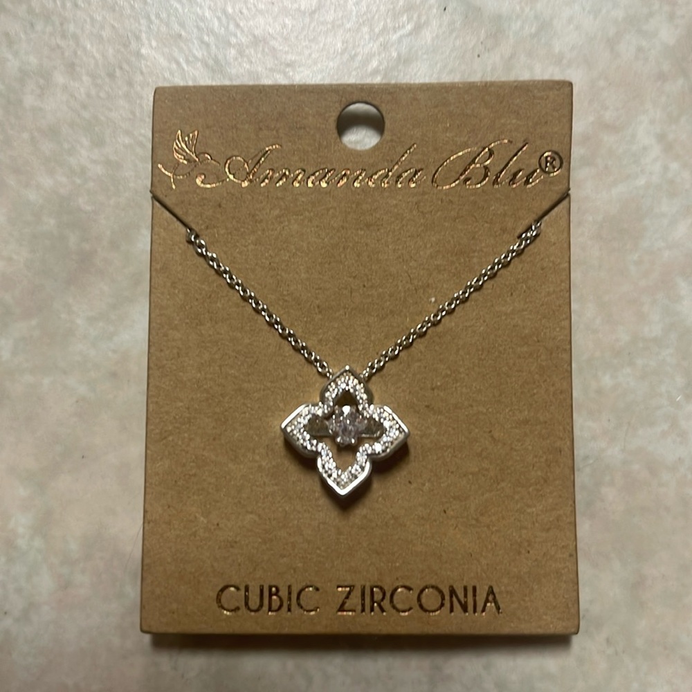 Amanda Blu Necklace Silver Cubic Zirconia